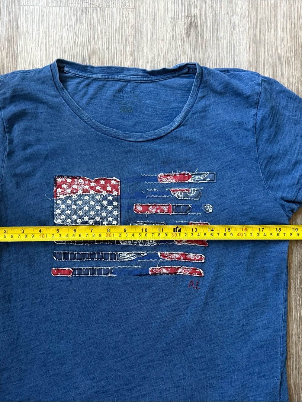 Ralph Lauren Indigo Bandana Patchwork American Flag Tee Size M - Picture 5 of 6